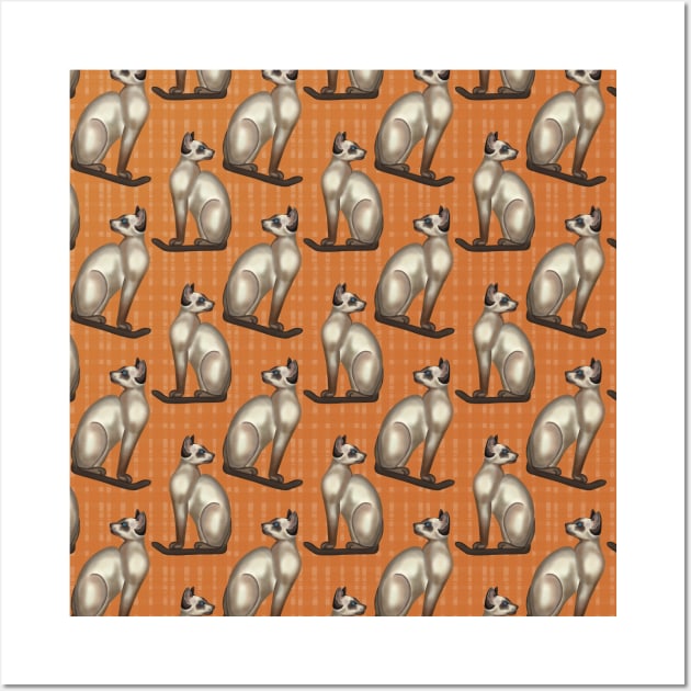 Siamese Cat Surface Pattern by Kate VanFloof Wall Art by KateVanFloof